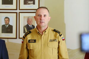07.05.2025. Kielce. Urząd Marszałkowski Województwa Świętokrzyskiego. Podpisanie umowy na wsparcie z budżetu województwa Państwowej Straży Pożarnej / Fot. Wiktor Taszłow – Radio Kielce