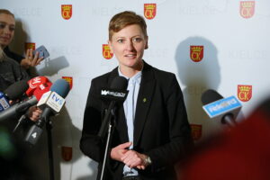 12.05.2025. Kielce. Konferencja prasowa Agaty Wojdy / Fot. Wiktor Taszłow - Radio Kielce