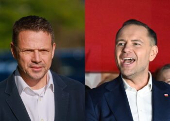 Na zdjęciu (od lewej): kandydaci na prezydenta - Rafał Trzaskowski i Karol Nawrocki / Fot. PAP