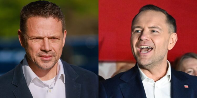 Na zdjęciu (od lewej): kandydaci na prezydenta - Rafał Trzaskowski i Karol Nawrocki / Fot. PAP