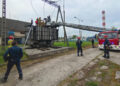 14.05.2025. Kielce. Ulica Olszewskiego. Akcja ratownicza na słupie wysokiego napięcia / Fot. Straż Pożarna