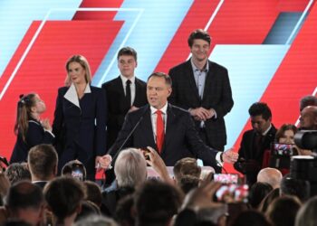 01.06.2025. Warszawa. Sztab wyborczy Karola Nawrockiego / Fot. PAP/Marcin Obara