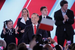 01.06.2025. Warszawa. Sztab wyborczy Karola Nawrockiego / Fot. PAP/Marcin Obara