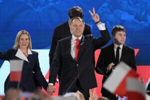 01.06.2025. Warszawa. Sztab wyborczy Karola Nawrockiego / Fot. PAP/Marcin Obara