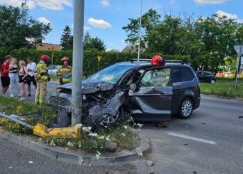 21.06.2025. Kielce. Wypadek na skrzyżowaniu ulic Krakowskiej i Górników Staszicowskich / Fot. Policja