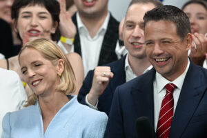 1.06.2025. Warszawa. Wybory prezydenta RP - II tura. Sztab wyborczy Rafała Trzaskowskiego / Fot. PAP - Radek Pietruszka