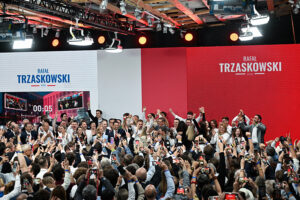 1.06.2025. Warszawa. Wybory prezydenta RP - II tura. Sztab wyborczy Rafała Trzaskowskiego / Fot. PAP - Radek Pietruszka