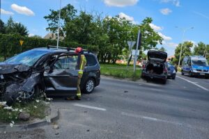 21.06.2025. Kielce. Wypadek na skrzyżowaniu ulic Krakowskiej i Górników Staszicowskich / Fot. Policja