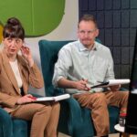 Audycja „Dzień Dobry, to Ja! Rozmowy inne niż wszystkie w Radiu Kielce” . Gościem audycji jest rektor Uniwersytetu Jana Kochanowskiego prof. Beata Wojciechowska. Na zdjęciu (od lewej): Magdalena Galas-Klusek i Tomek Dudek / Fot. Jarosław Kubalski – Radio Kielce