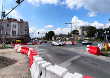 16.07.2025. Kielce. Krakowska Rogatka. Tymczasowe rondo / Fot. Dariusz Kuc - Radio Kielce