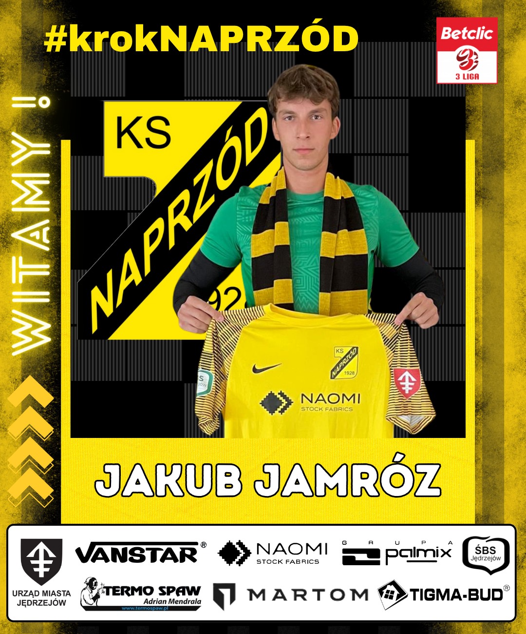 Kolejny transfer na linii Korona - Naprzód - Radio Kielce Jakub Jamróz / Fot. Naprzód Jędrzejów - Facebook