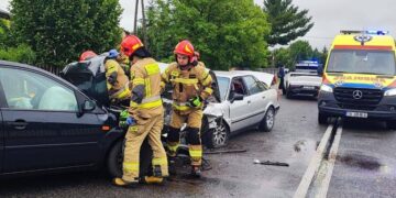 09.07.2025. Danków Duży. Wypadek / Fot. KP PSP Włoszczowa