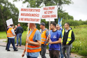 28.07.2025. Piekoszów. Protest kolejarzy / Fot. Wiktor Taszłow - Radio Kielce