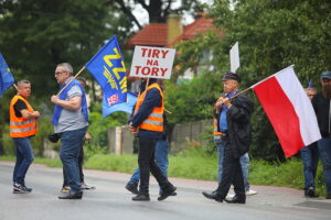 28.07.2025. Piekoszów. Protest kolejarzy / Fot. Wiktor Taszłow - Radio Kielce