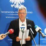 08.07.2025. Kielce. Świętokrzyski Urząd Wojewódzki w Kielcach. Konferencja dot. działań w związku ze zbliżającymi się intensywnymi i nawalnymi opadami deszczu w regionie / Fot. Wiktor Taszłow - Radio Kielce