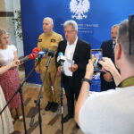 08.07.2025. Kielce. Świętokrzyski Urząd Wojewódzki w Kielcach. Konferencja dot. działań w związku ze zbliżającymi się intensywnymi i nawalnymi opadami deszczu w regionie / Fot. Wiktor Taszłow - Radio Kielce