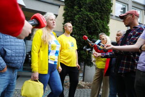 11.07.2025. Kielce. Protest kibiców Industrii Kielce / Fot. Wiktor Taszłow - Radio Kielce