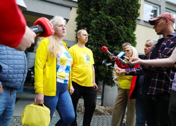 11.07.2025. Kielce. Protest kibiców Industrii Kielce / Fot. Wiktor Taszłow - Radio Kielce