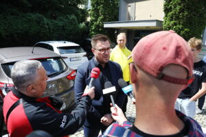 11.07.2025. Kielce. Protest kibiców Industrii Kielce / Fot. Wiktor Taszłow - Radio Kielce