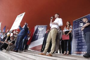 19.07.2025. Kielce. Protest pod hasłem „Stop imigracji” / Fot. Jarosław Kubalski - Radio Kielce