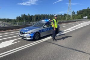 23.07.2025. Suchedniów. Policyjna akcja w zakresie bezpieczeństwa na drodze ekspresowej S7 / Fot. Anna Głąb - Radio Kielce