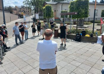 26.07.2025. Kielce. ,,Stop rasizmowi - migranci mile widziani!” / Fot. Piotr Sawa - Radio Kielce