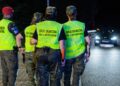07.07.2025. Kołbaskowo. Patrol Straży Granicznej na polsko-niemieckim przejściu granicznym w Kołbaskowie / Fot. PAP/Jerzy Muszyński