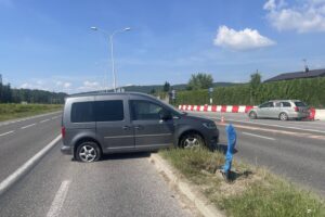 21.07.2025. Kielce. Wypadek ul. Krakowska / Fot. Dionizy Krawczyński - Radio Kielce