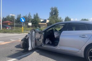 21.07.2025. Kielce. Wypadek ul. Krakowska / Fot. Dionizy Krawczyński - Radio Kielce