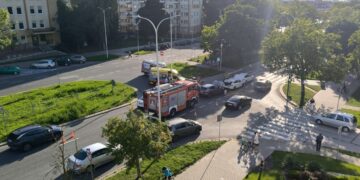 11.08.2025. Kielce. Ul. Sandomierska. Wypadek / Fot. KM PSP Kielce