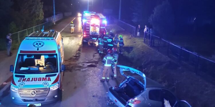02.08.2025. Rykoszyn. Wypadek / Fot. Straż Pożarna