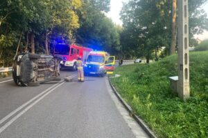 16.08.2025. Kurozwęki. Wypadek / Fot. KP PSP Staszów