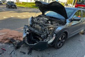 11.08.2025. Kielce. Ul. Sandomierska. Wypadek / Fot. KM PSP Kielce