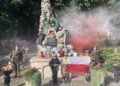 01.08.2025. Sandomierz. Pomnik 2. Pułku Piechoty Legionów i 4. Pułku Saperów Armii Krajowej. Uroczystości z okazji 81. rocznicy wybuchu powstania warszawskiego / Fot. Grażyna Szlęzak - Radio Kielce