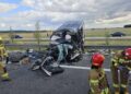 25.08.2025. Mierzawa w powiecie jędrzejowskim. S7. Wypadek / Fot. PSP Jędrzejów