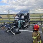 25.08.2025. Mierzawa w powiecie jędrzejowskim. S7. Wypadek / Fot. PSP Jędrzejów