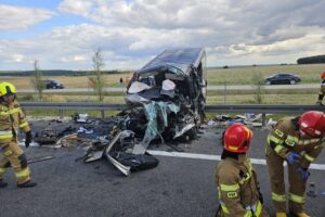 25.08.2025. Mierzawa w powiecie jędrzejowskim. S7. Wypadek / Fot. PSP Jędrzejów