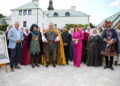 22.08.2025. Kielce. Klasztor na Karczówce. Konferencja prasowa towarzysząca próbie generalnej widowiska historycznego „Koronacja Bolesława Chrobrego” / Fot. Wiktor Taszłow - Radio Kielce