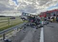 25.08.2025. Mierzawa w powiecie jędrzejowskim. S7. Wypadek / Fot. PSP Jędrzejów