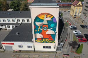 30.08.2025. Kielce. Mural pn. „Misja pierogi: z Kielc do kosmosu” / Fot. Jarosław Kubalski - Radio Kielce