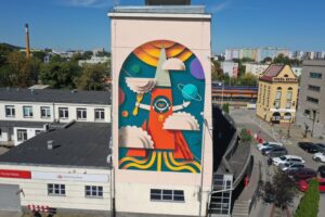 30.08.2025. Kielce. Mural pn. „Misja pierogi: z Kielc do kosmosu” / Fot. Jarosław Kubalski - Radio Kielce