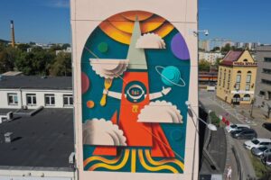 30.08.2025. Kielce. Mural pn. „Misja pierogi: z Kielc do kosmosu” / Fot. Jarosław Kubalski - Radio Kielce