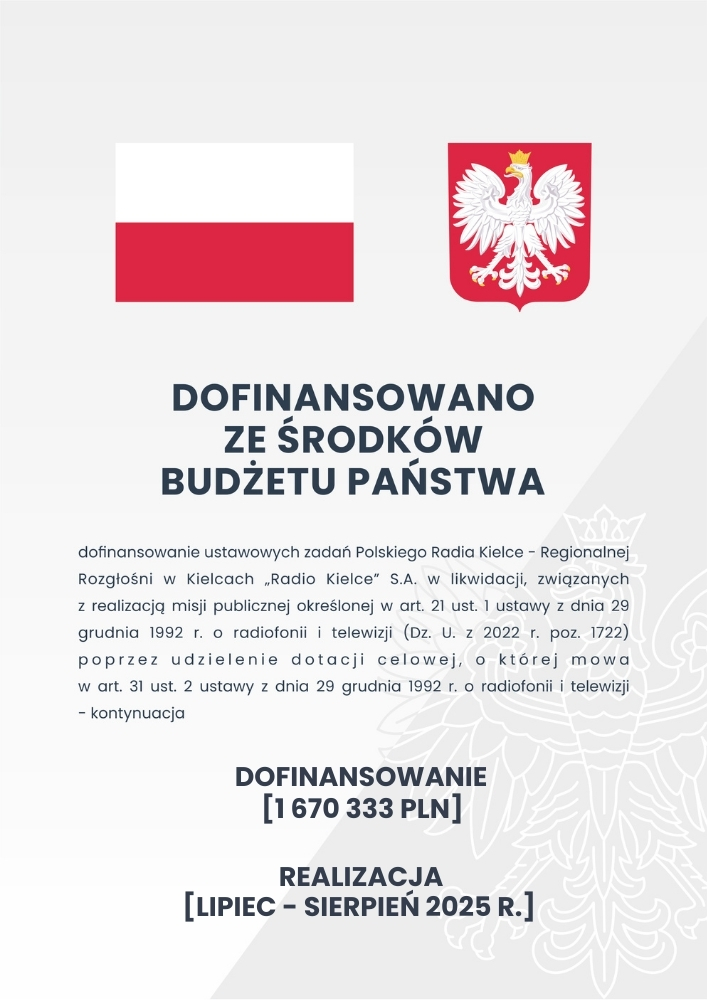 RADIO KIELCE – dofinansowano ze środków budżetu państwa [7-8 2025]