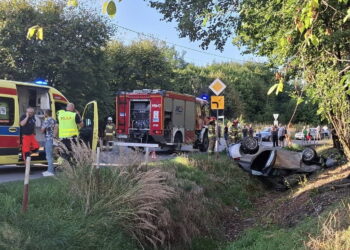 Dachowanie auta. Do szpitala trafiły trzy osoby