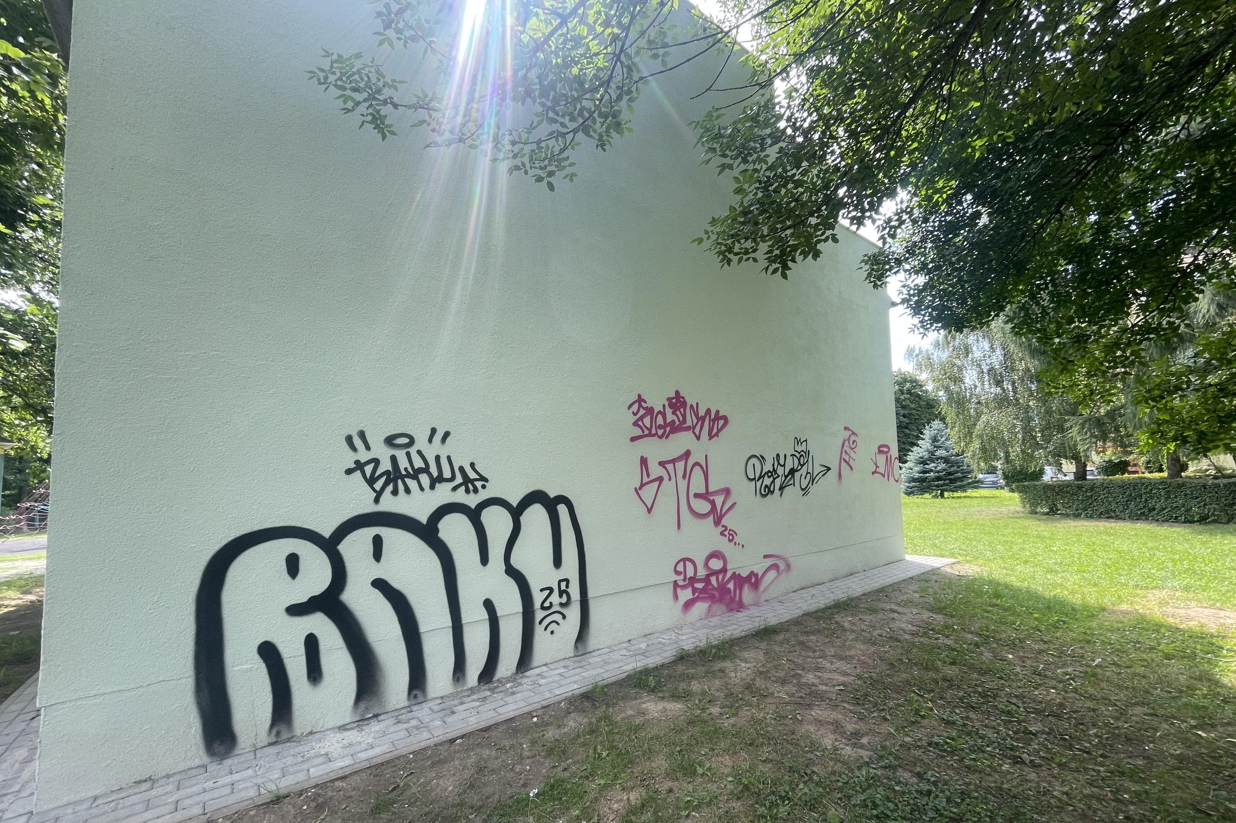 Wandale niszczą elewację biblioteki w Sandomierzu