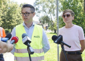 5.08.2025 Kielce. Konferencja prasowa dotycząca remontu nakładkowego ul Kołłątaja./ Fot. Aleksandra Kwaśniewska - Radio Kielce