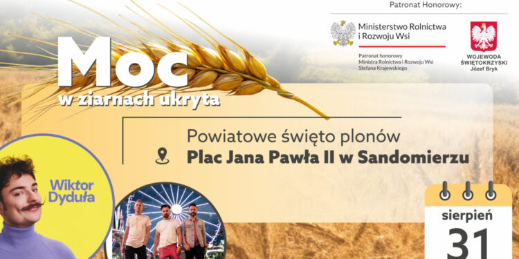 Powiatowe święto plonów w Sandomierzu w niedzielę, 31 sierpnia / grafika ŚODR