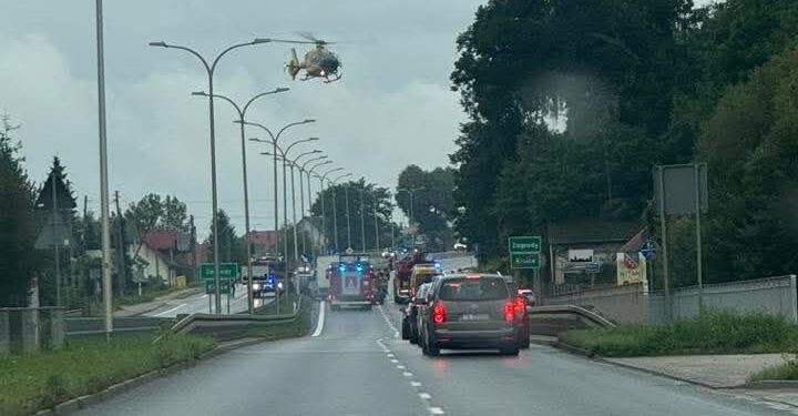 Zderzenie trzech pojazdów. W akcji helikopter LPR