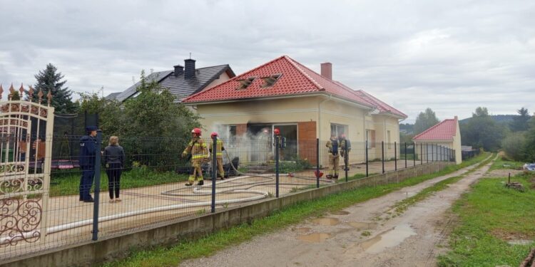 Pożar domu jednorodzinnego w Kielcach