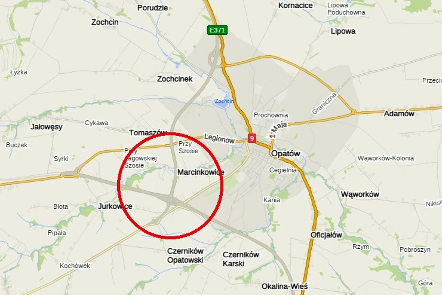 Lokalizacja – zmiana organizacji ruchu na rondzie łączącym drogę wojewódzką nr 757 oraz drogę krajową nr 9, do ulicy Legionów / źródło: GDDKiA Kielce